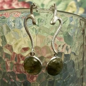 .925 Silver Labradorite Post Dangle Earrings
